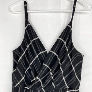 Cabi Camisole Shirt Cami Size 8 Crossover #3986 Black Striped Strappy Top Blouse